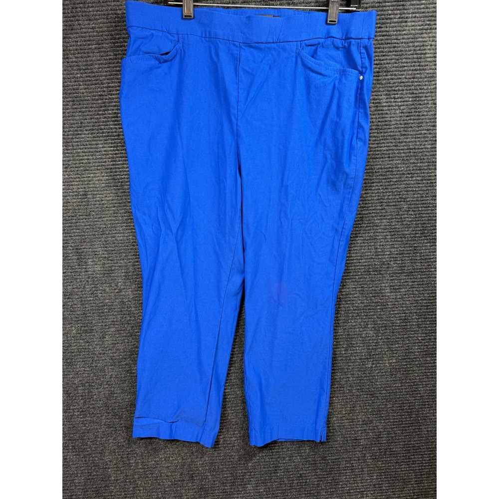 Rafaella Womens Cobalt Blue Pull On Cropped Stretch Pants Size 16